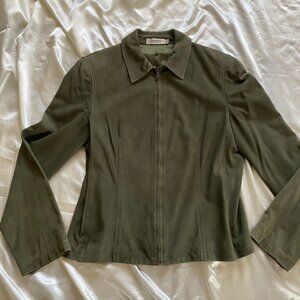 Vintage 1990s Archival Calvin Klein Collection Green Suede Jacket Size 8 Italy